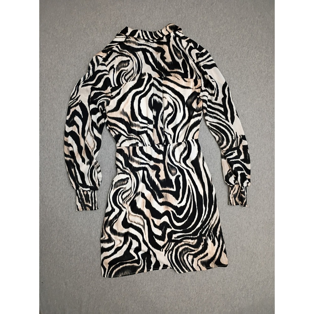 Anthropologie Zebra Print Mini Dress Long Sleeve Wrap Front Size 4 Safari Chic